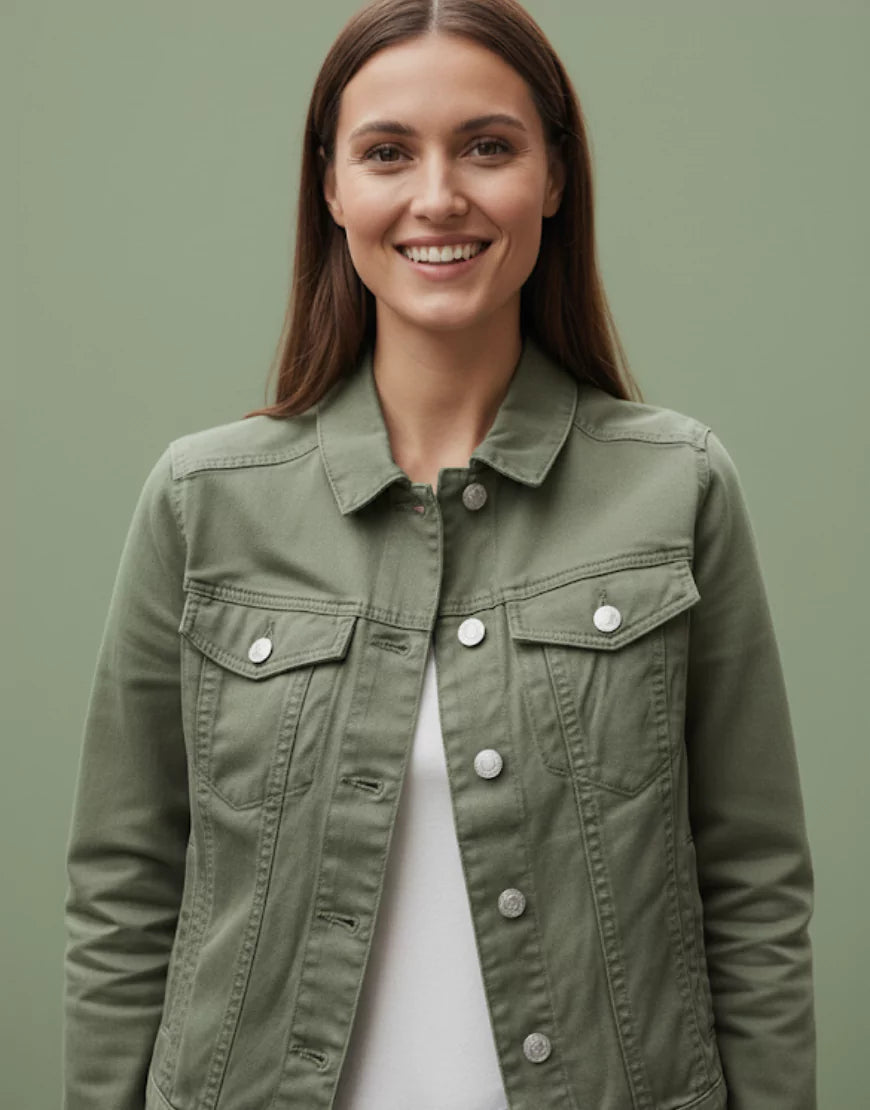 Women’s Olive Green Denim Jacket
