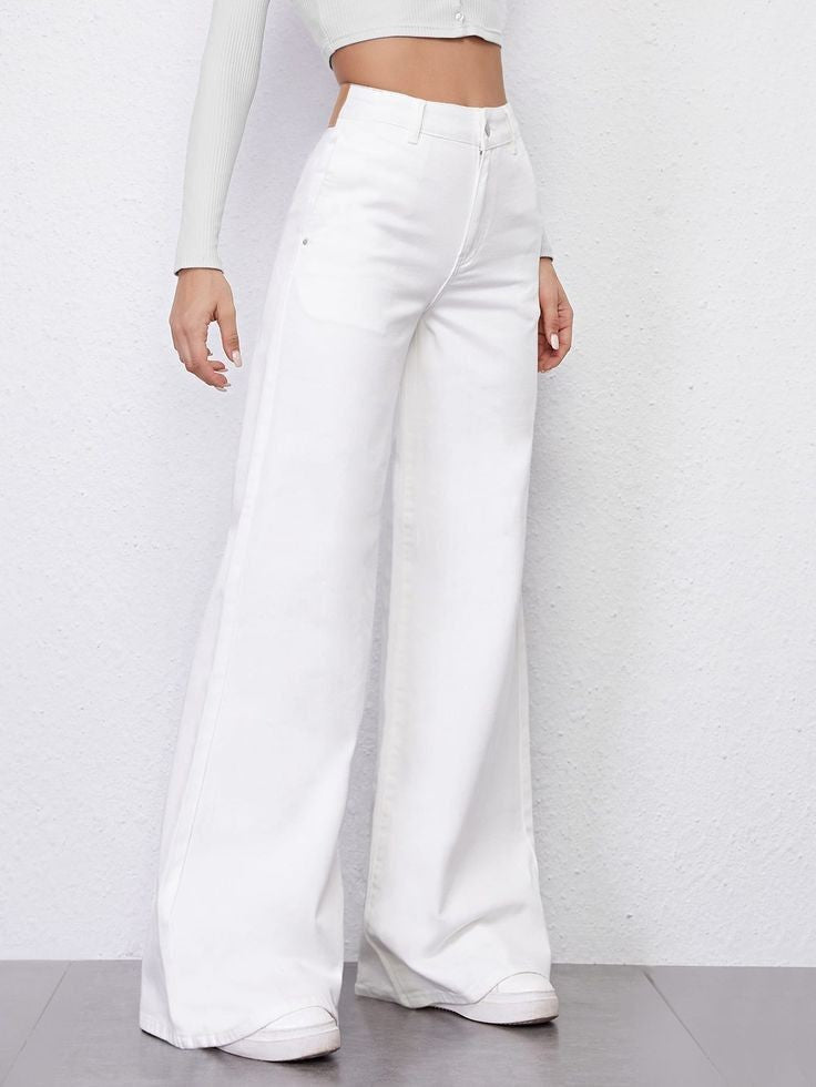 Zara White Wide-Leg Jeans