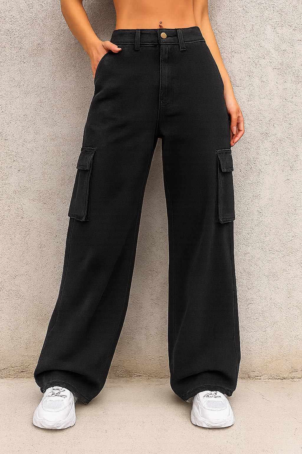 Zara Faded Black Cargo Jeans