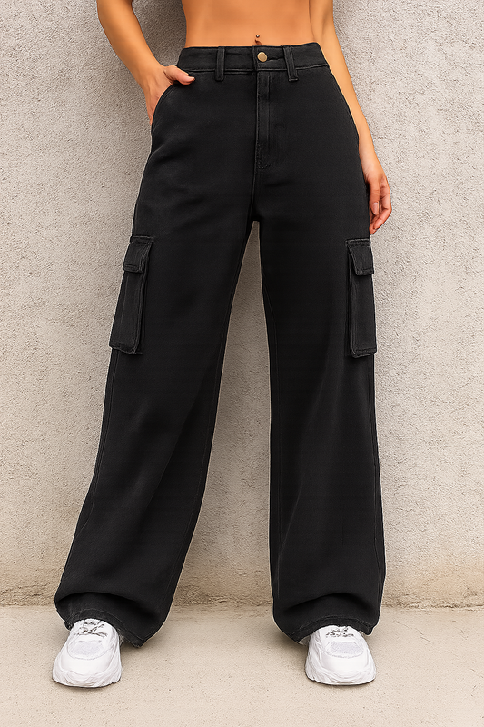 Zara Faded Black Cargo Jeans