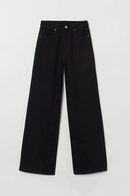 Black High-Waist Wide-Leg Jeans