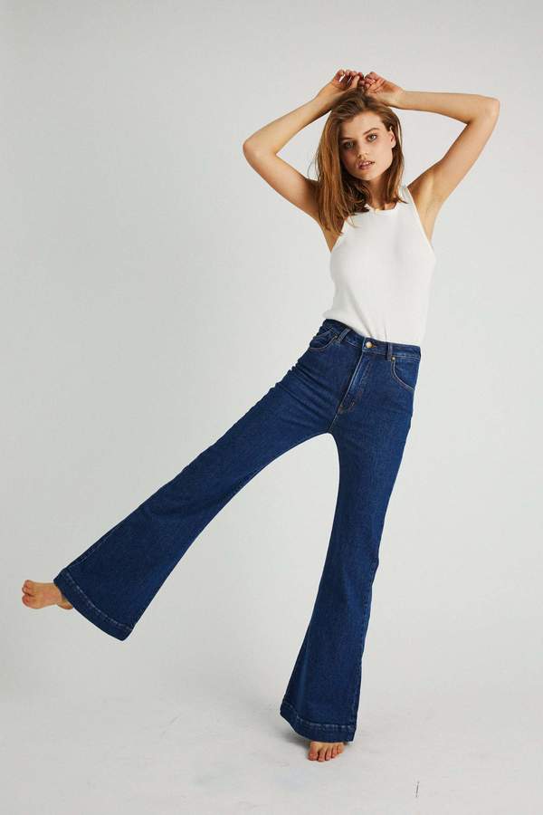 Zara Dark Blue High-Waisted Flare Jeans