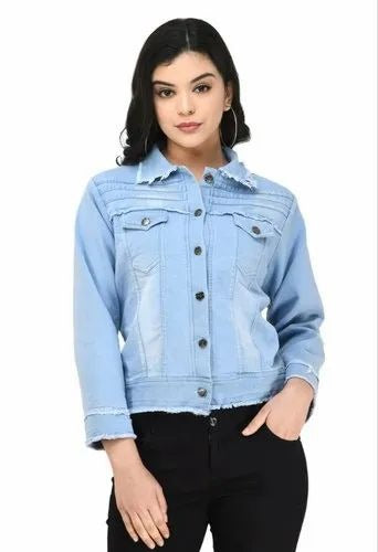 Sky Blue Ladies Stylish Denim Jacket