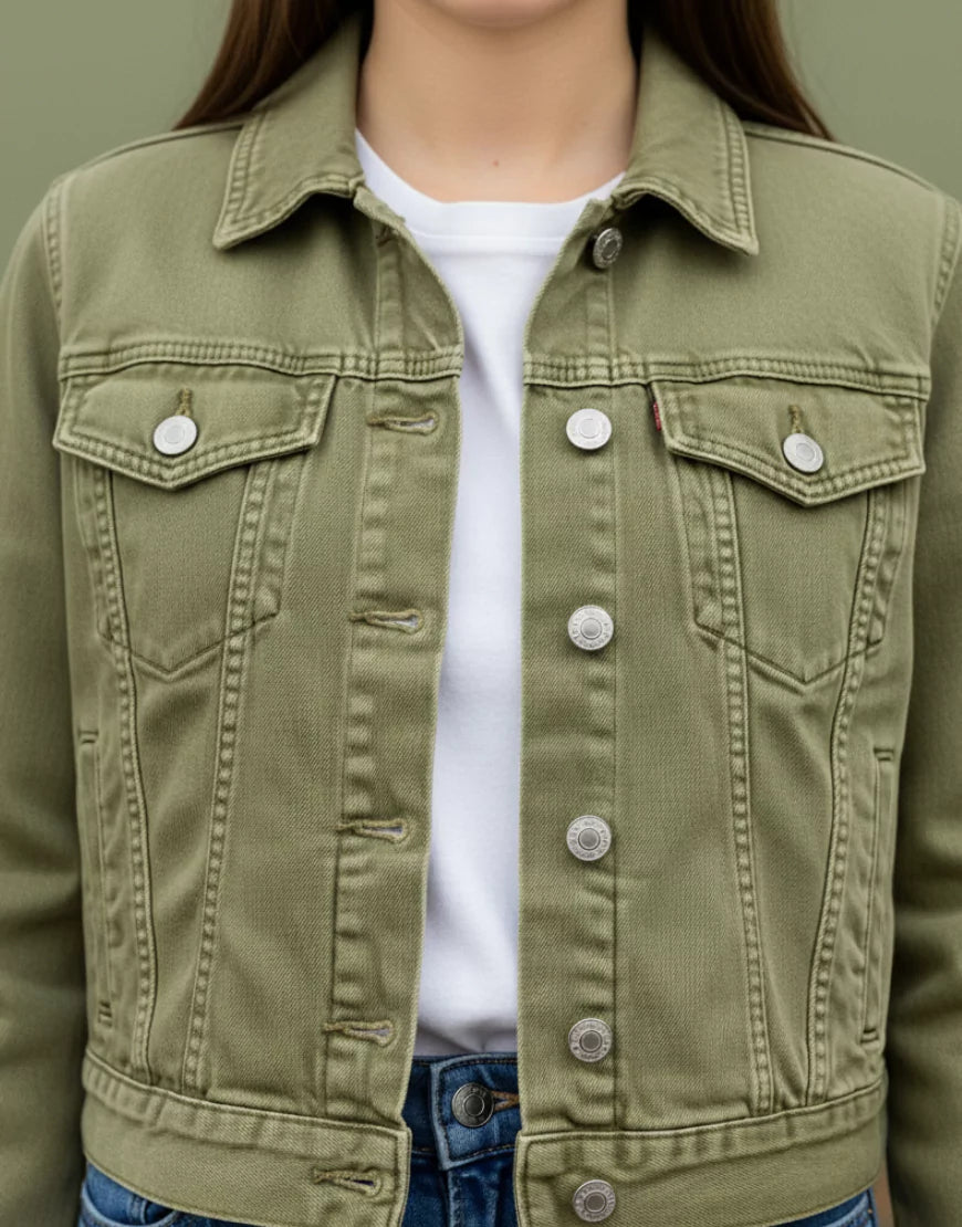 Women’s Olive Green Denim Jacket