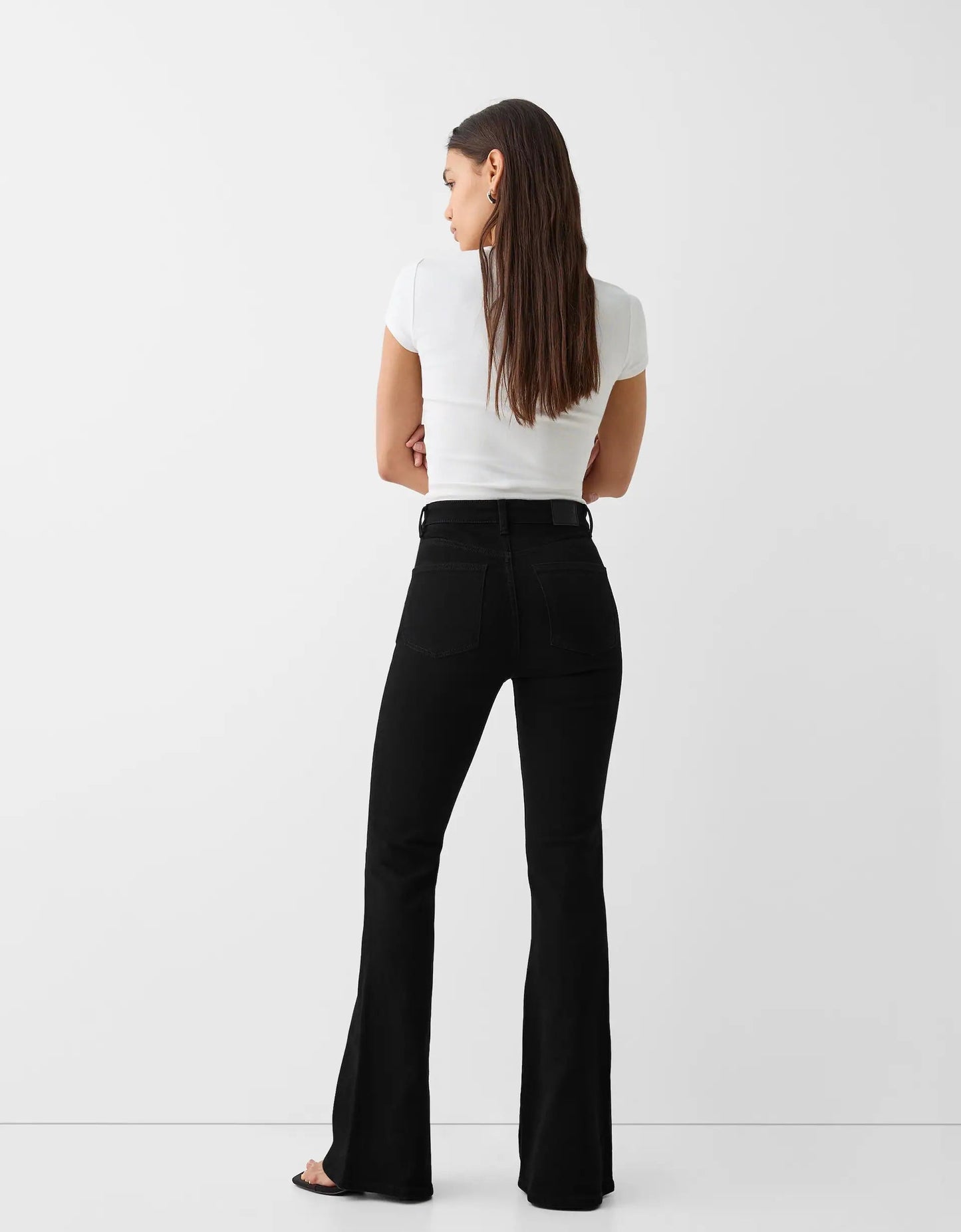 Zara Pure Black High-Waisted Flare Jeans