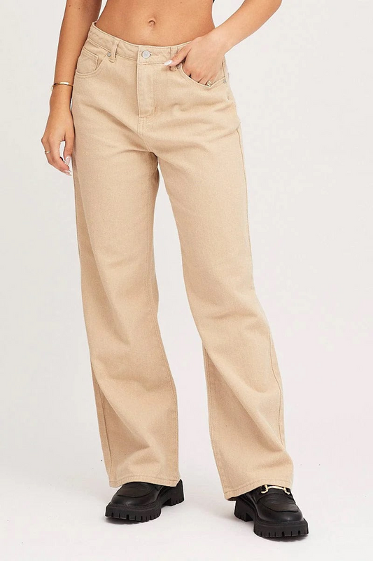 Zara Beige Wide-Leg Jeans