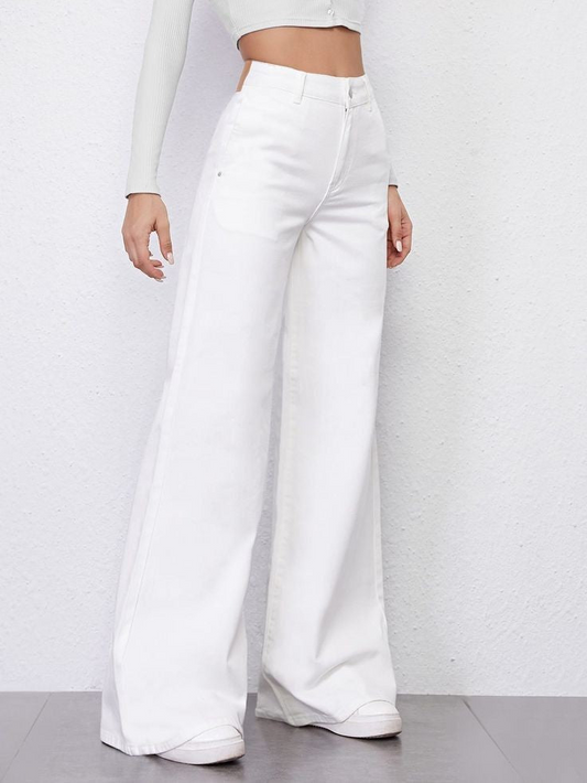 Zara White Wide-Leg Jeans