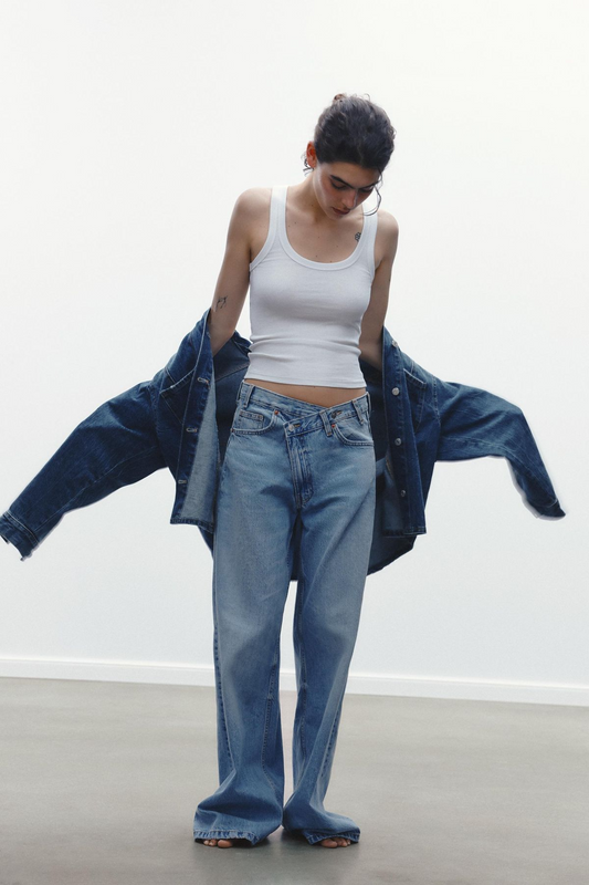 Zara Light Blue Wide-Leg Jeans.
