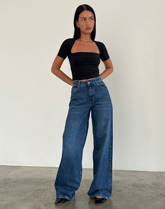 Zara MID-Blue Wide Leg Jeans